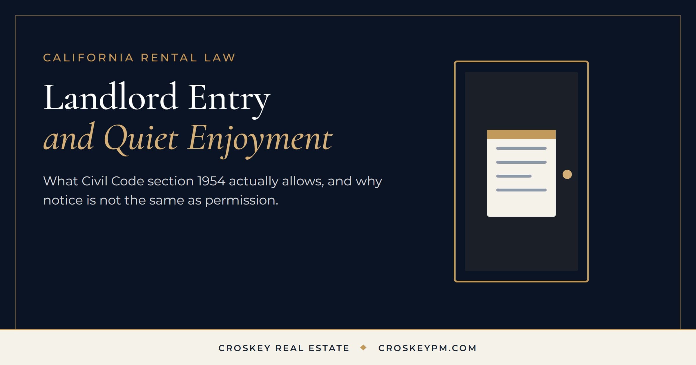 Landlord Entry and Quiet Enjoyment in California: What Rental Owners Need to Know - article banner