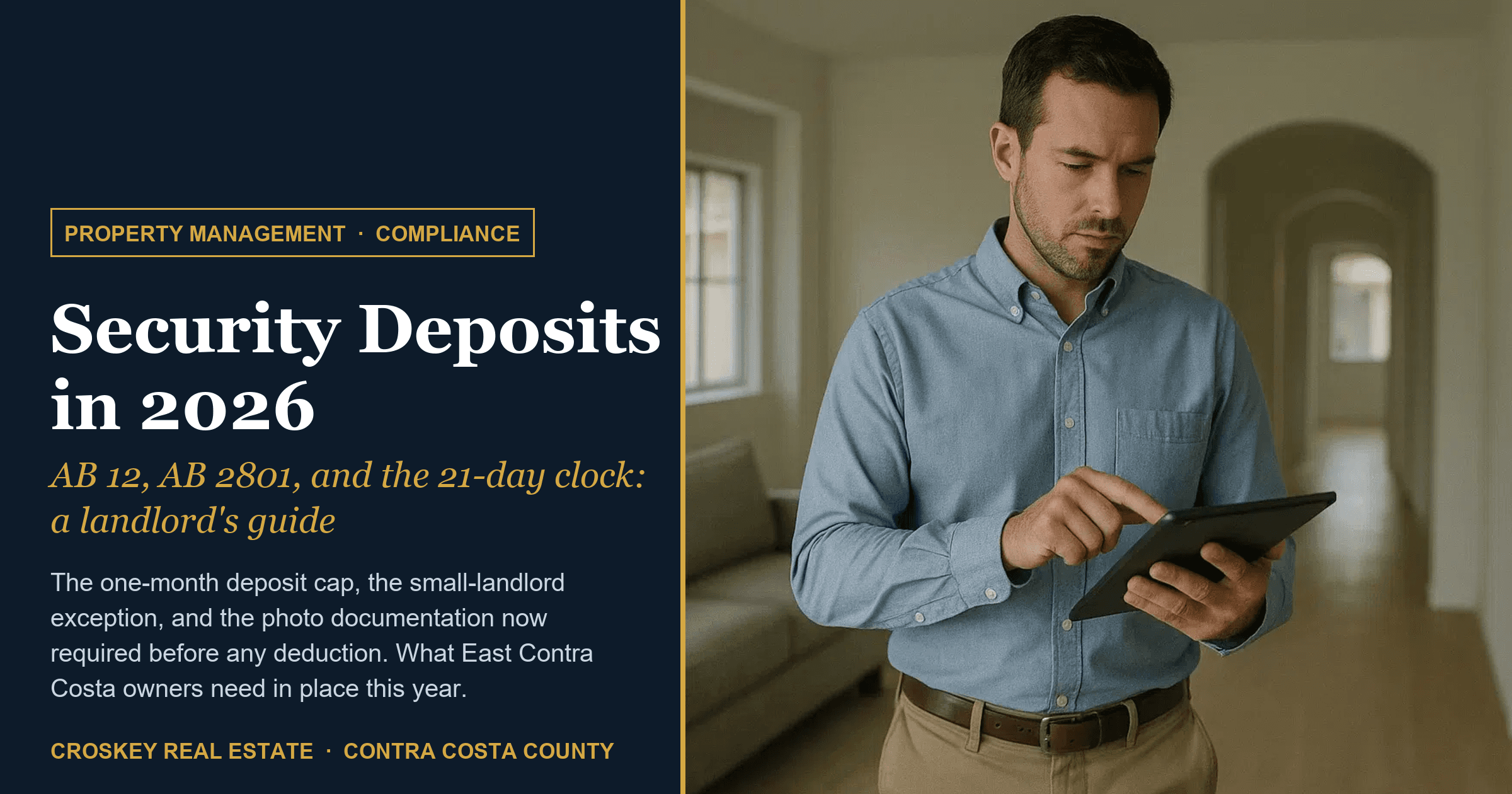 California Security Deposit Rules in 2026: AB 12, AB 2801, and the 21-Day Clock - article banner
